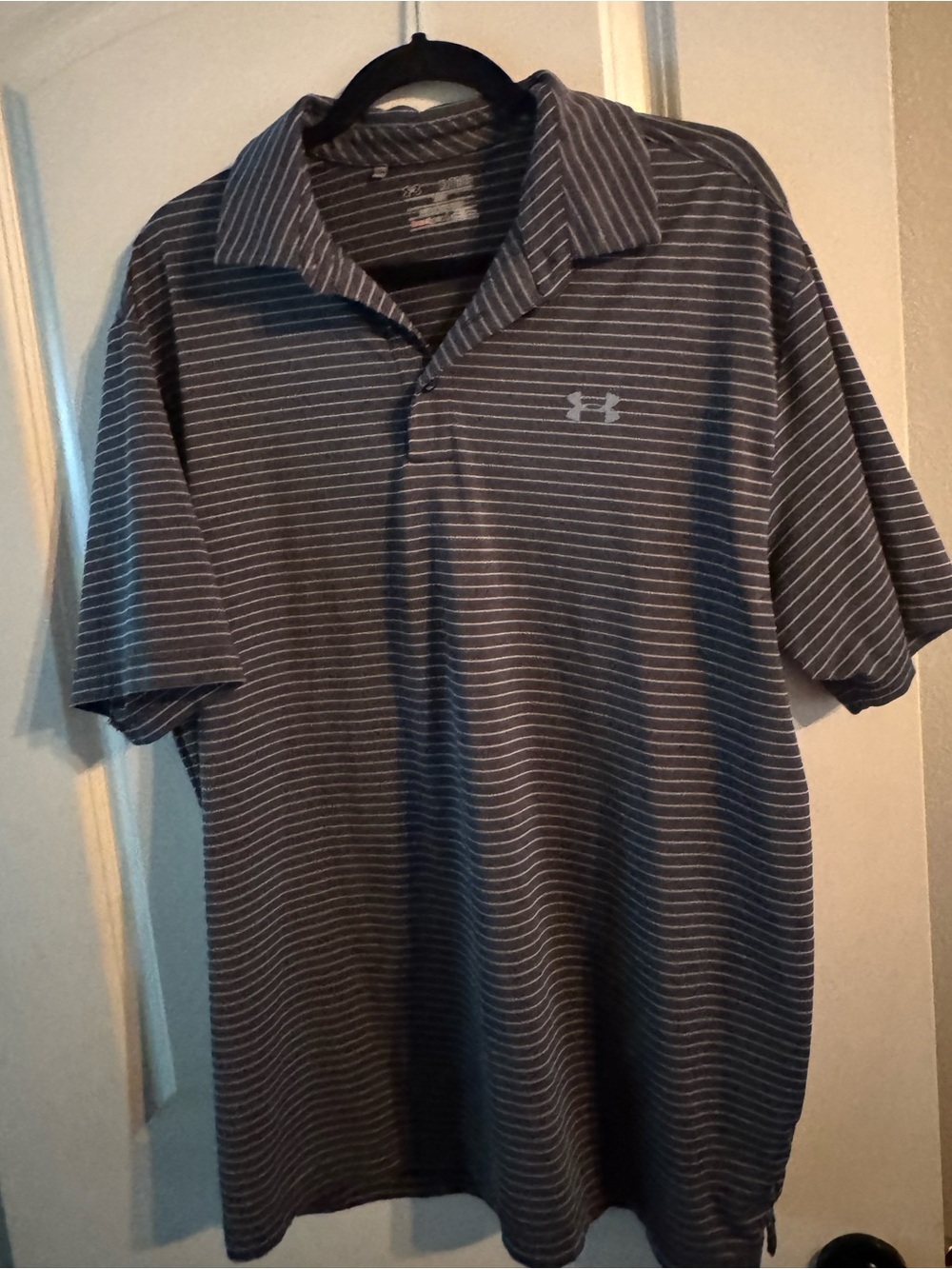 Under Armour Men’s Dark Gray Striped Performance Polo- Golf Shirt